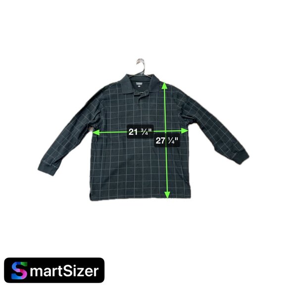 Roundtree & Yorke Silky Finish Black Checked Long-Sleeve Polo Shirt Sz L - Picture 7 of 8